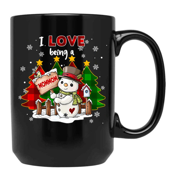 I Love Being A Grandma Christmas Black Coffee Mug - Black