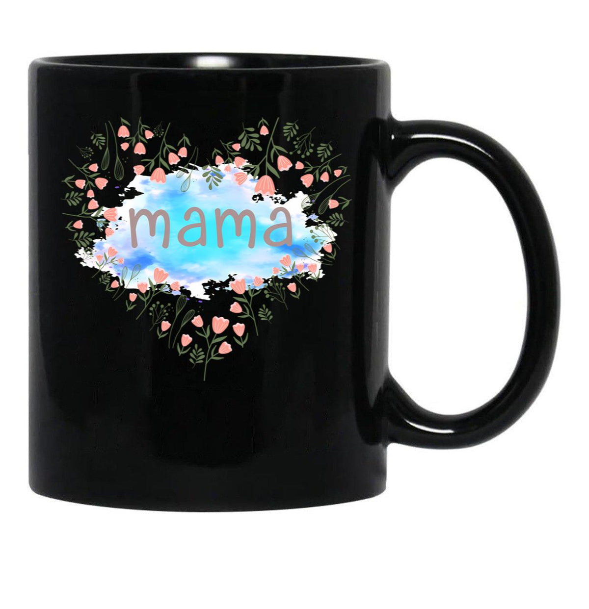 I Love Mama Black Coffee Mug - Black