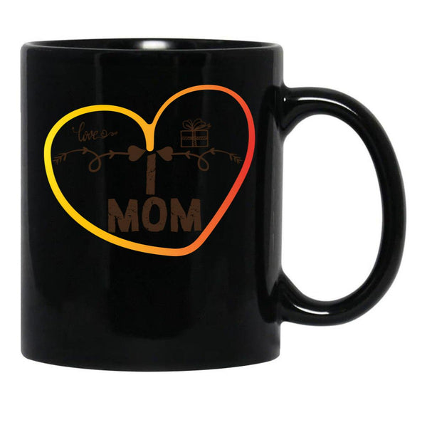 I Love Mom Premium Black Gift Coffee Mug - Black