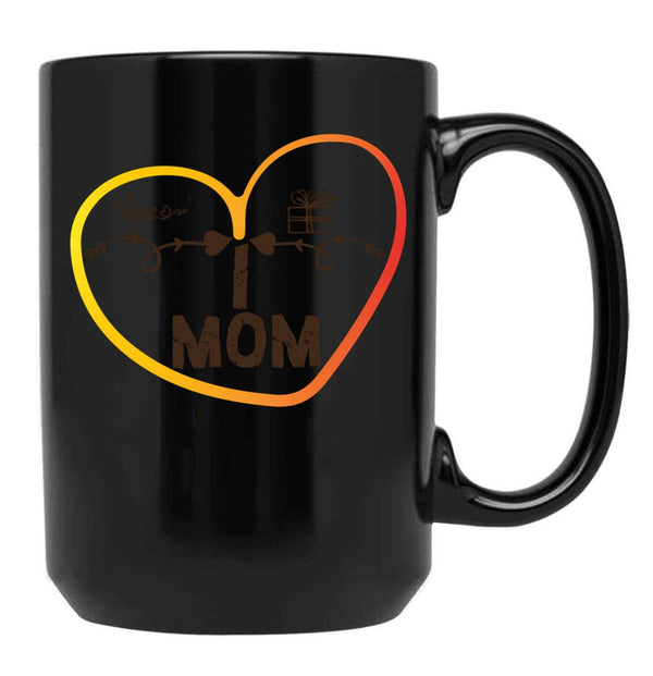 I Love Mom Premium Black Gift Coffee Mug - Black