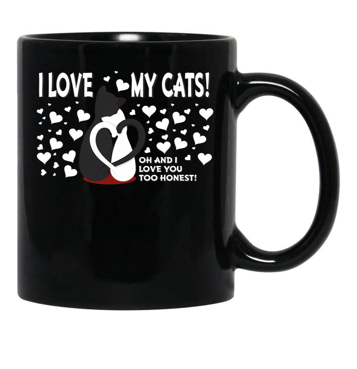 I Love My Cats Valentines Day Black Gift Coffee Mug - Black