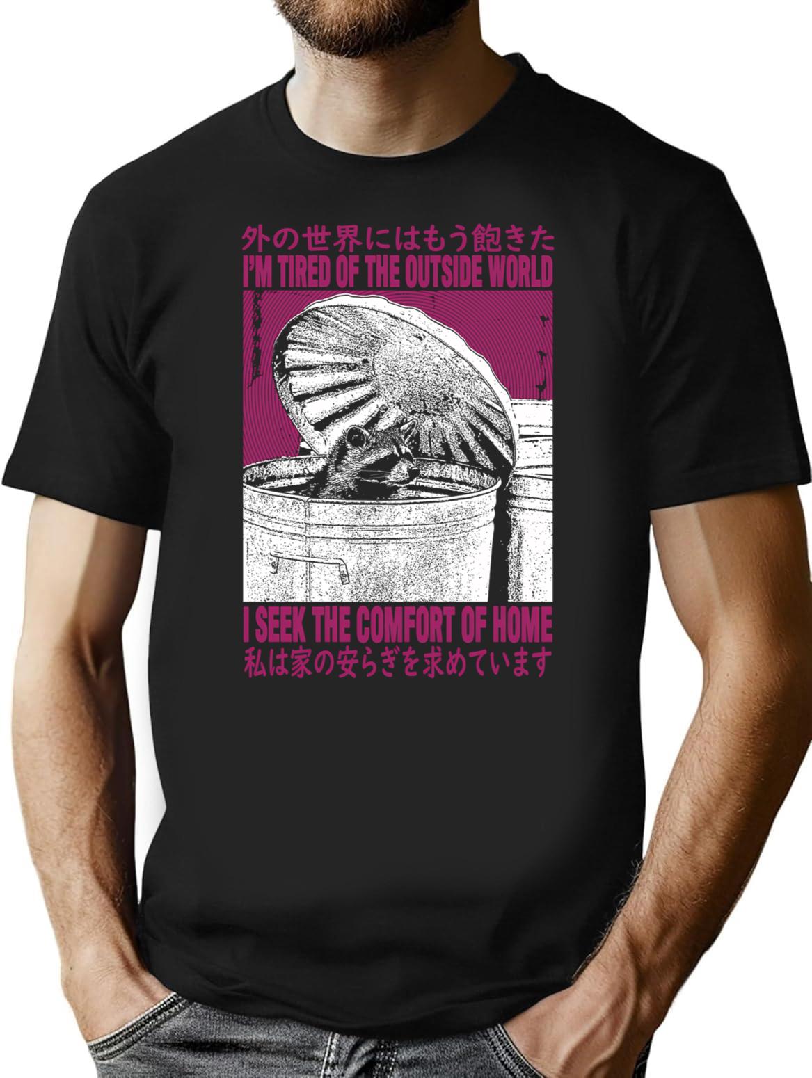 I Seek The Comfort Of Home Raccoon T-Shirt - Black