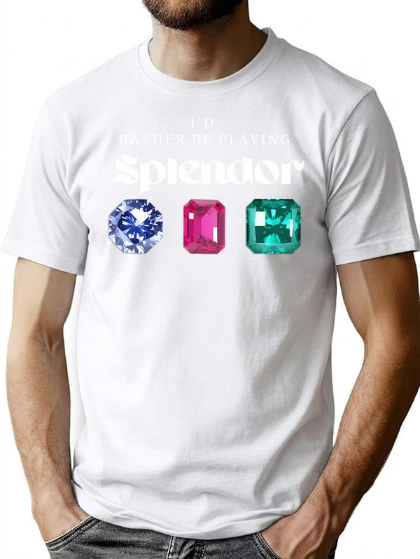 I'd Rather Be Playing Splendor T-Shirt - Retro Graphic Tee for Men & Women - White