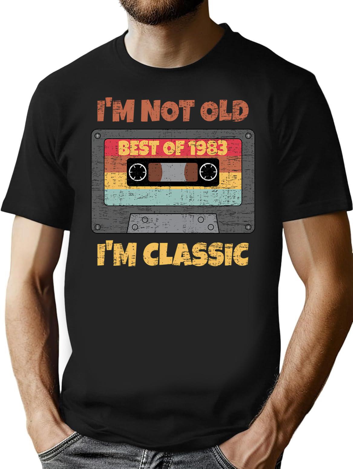 I'm Not Old I'm Classic Best Of 1983 Retro Vintage Funny Distressed Cassette Birthday Gift T-Shirt - Black