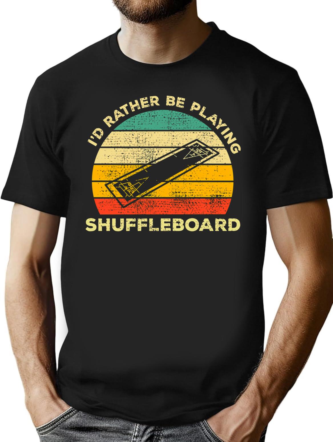 Id Rather Be Playing Shuffleboard Vintage Gift For Shuffleboard Players T-Shirt - Black