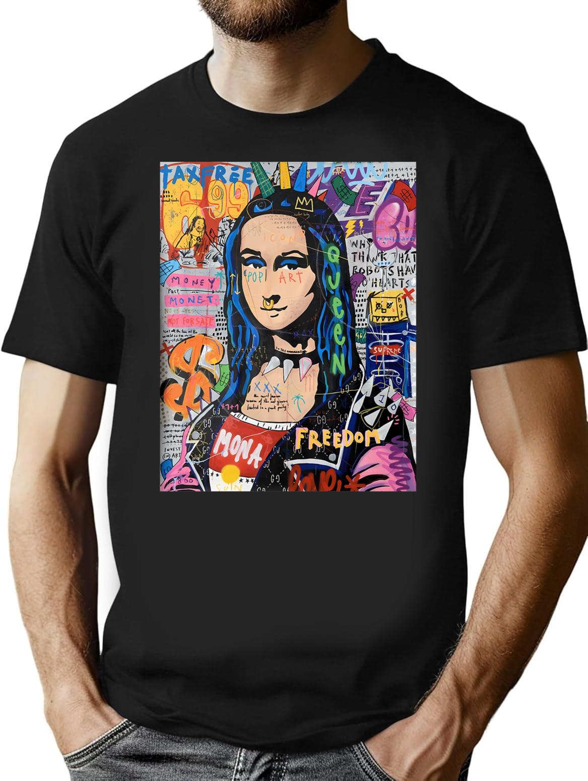 Illustrated Art T-Shirt - Retro Graphic Tee for Men & Women - Black