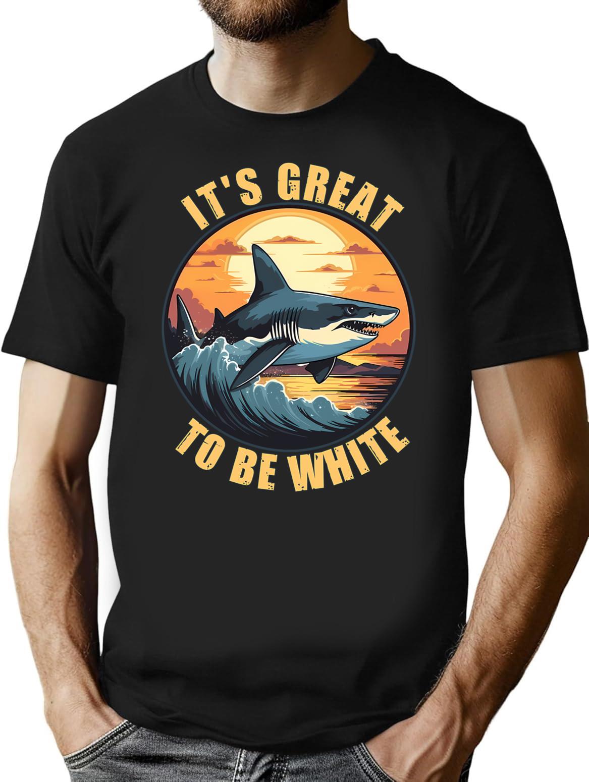 It's Great To Be White T-Shirt - Retro Graphic Tee for Men & Women - Black