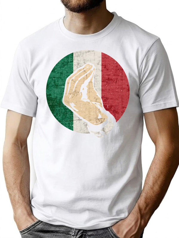Italian Hand Gesture Sing Language Funny Italy Flag Vintage T-Shirt - White