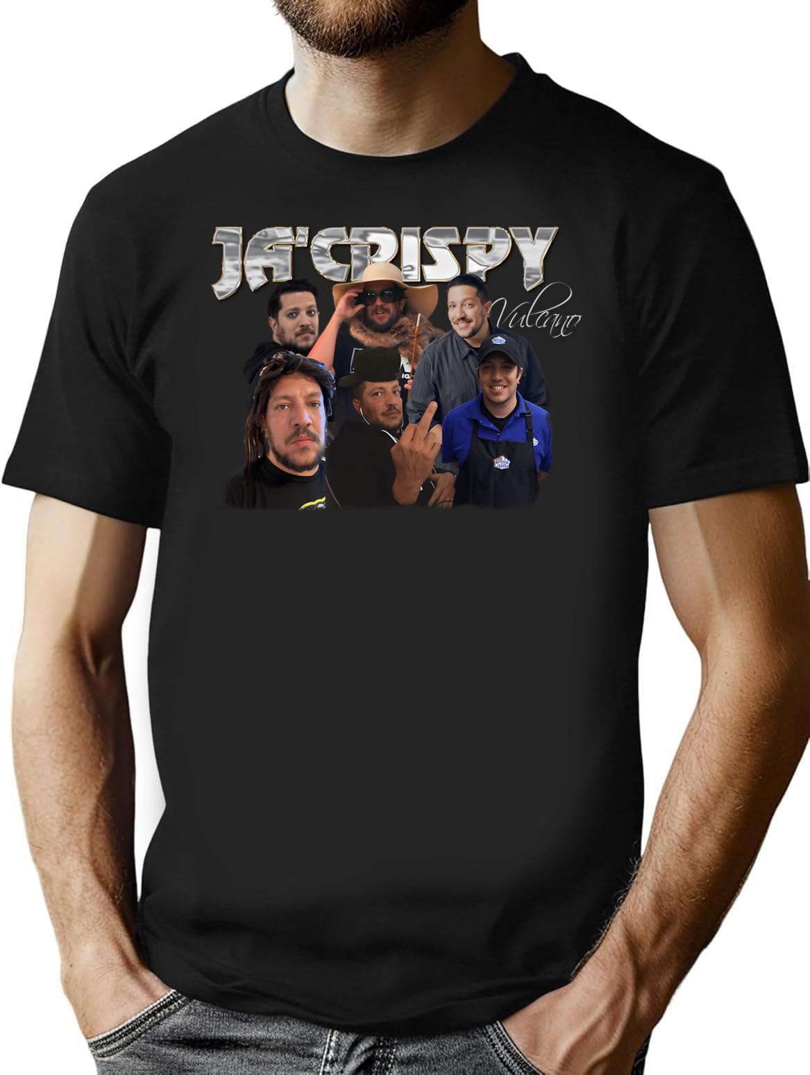Ja'crispy Vintage Collage (1) T-Shirt - Retro Graphic Casual Tee - Black
