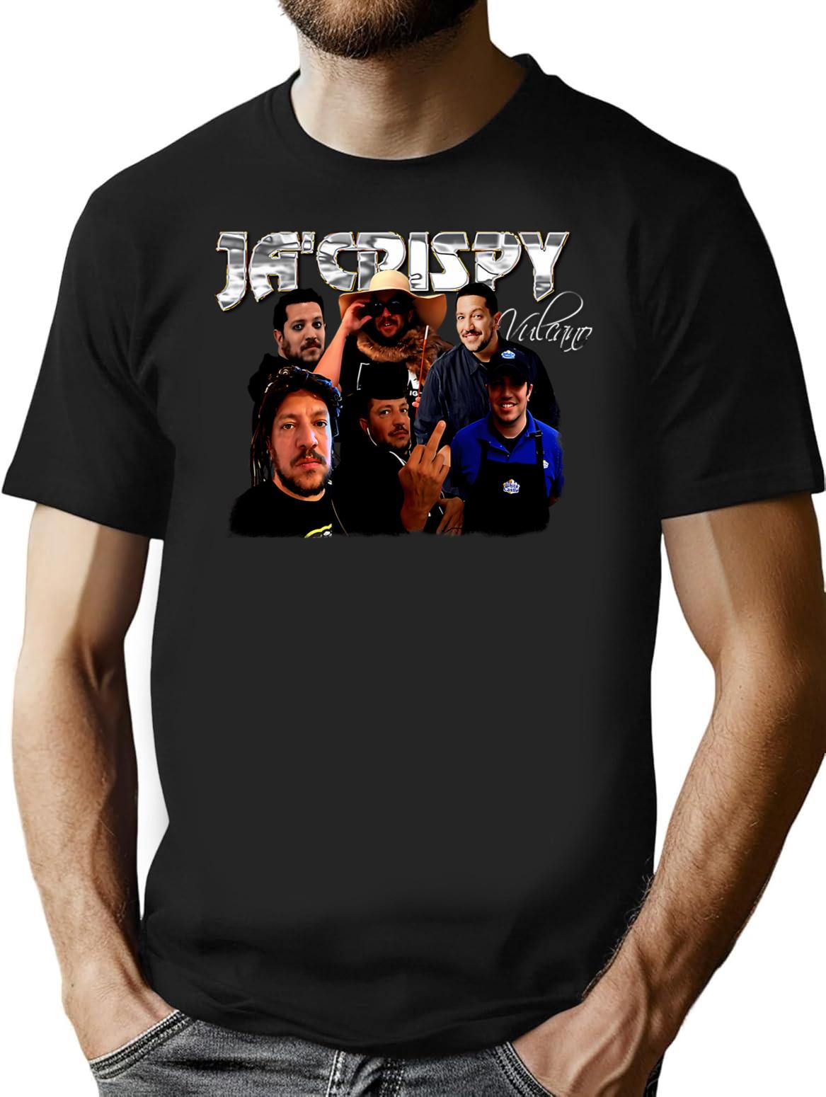 Ja'crispy Vintage Collage T-Shirt - Retro Graphic Casual Tee - Black