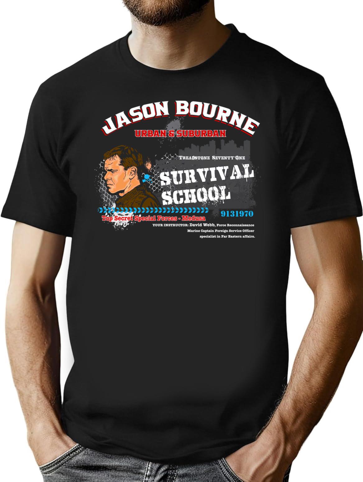 Jason Bourne Urban Suburban Survival School T-Shirt for Men & Women, T-Shirts Graphic Tee - Black