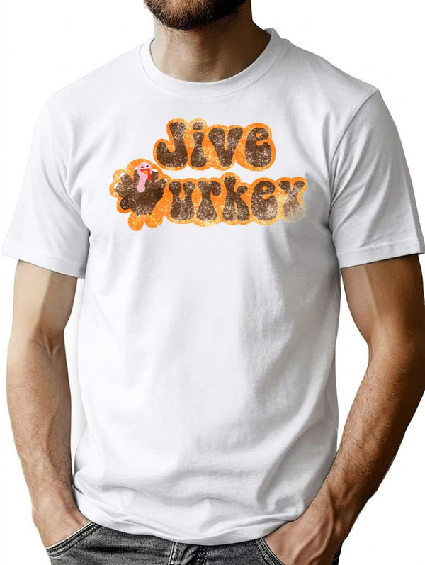 Jive Turkey Vintage Thanksgiving (1) T-Shirt - Retro Graphic Casual Tee - White