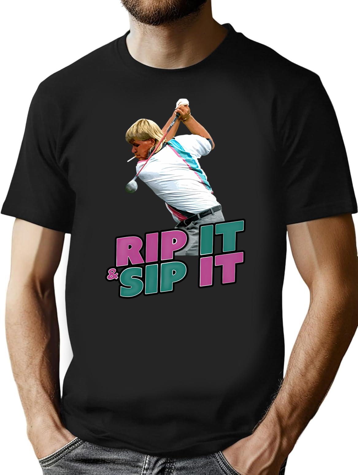 John Daly Rip It Sip It Golf T-Shirt - Black