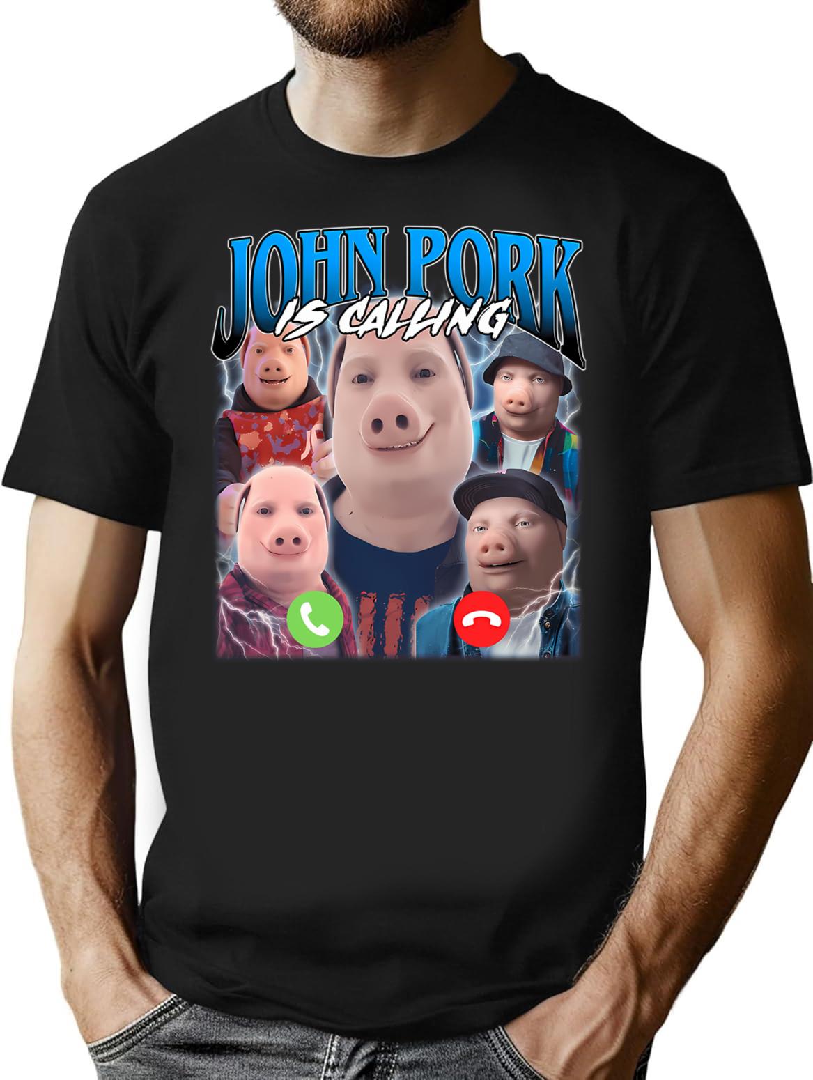 John Pork Vintage Retro Design (1) T-Shirt - Black