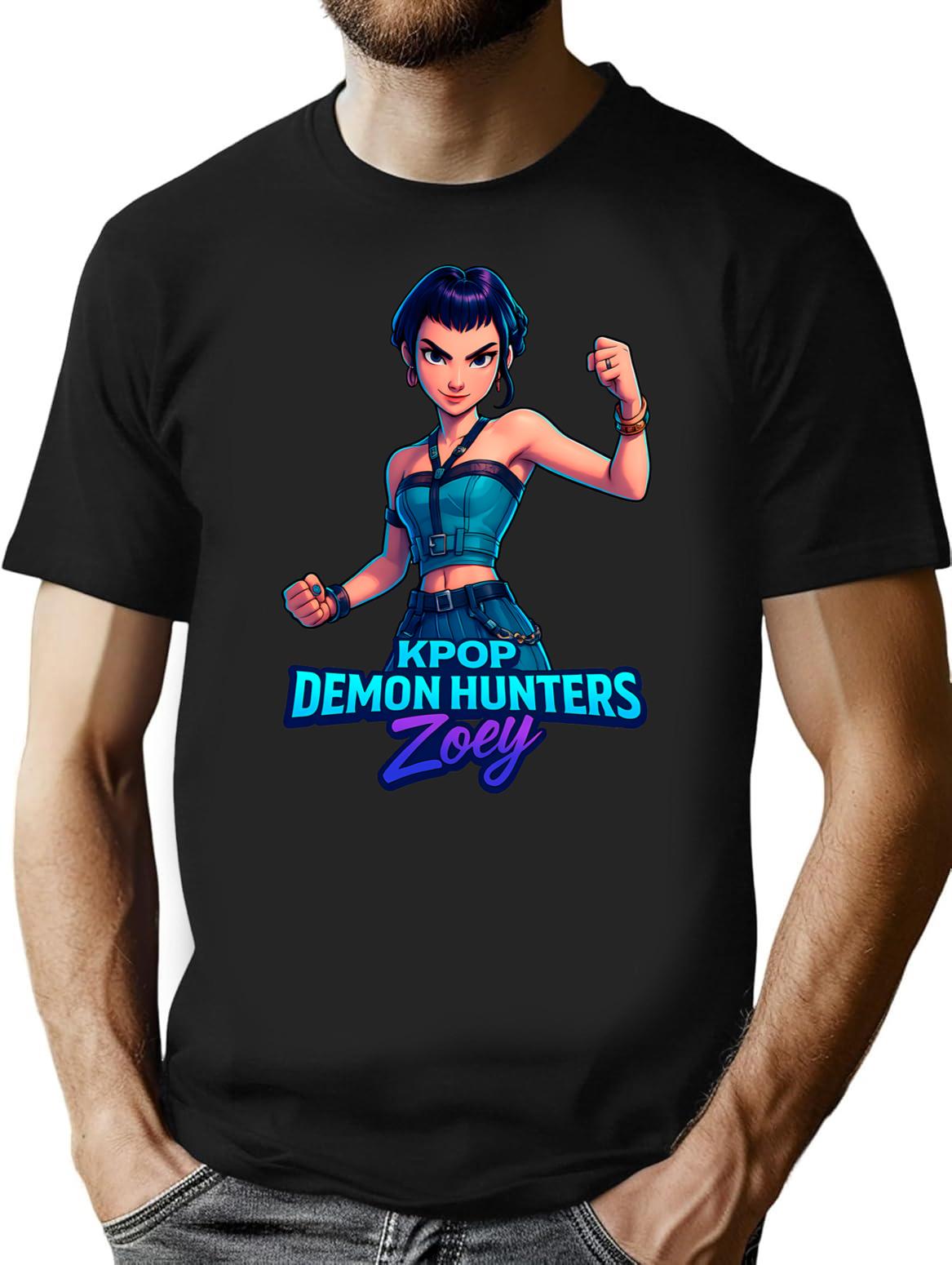 K-Pop Demon Hunters Art Zoey- 3 T-Shirt for Men & Women, T-Shirts Graphic Tee - Black