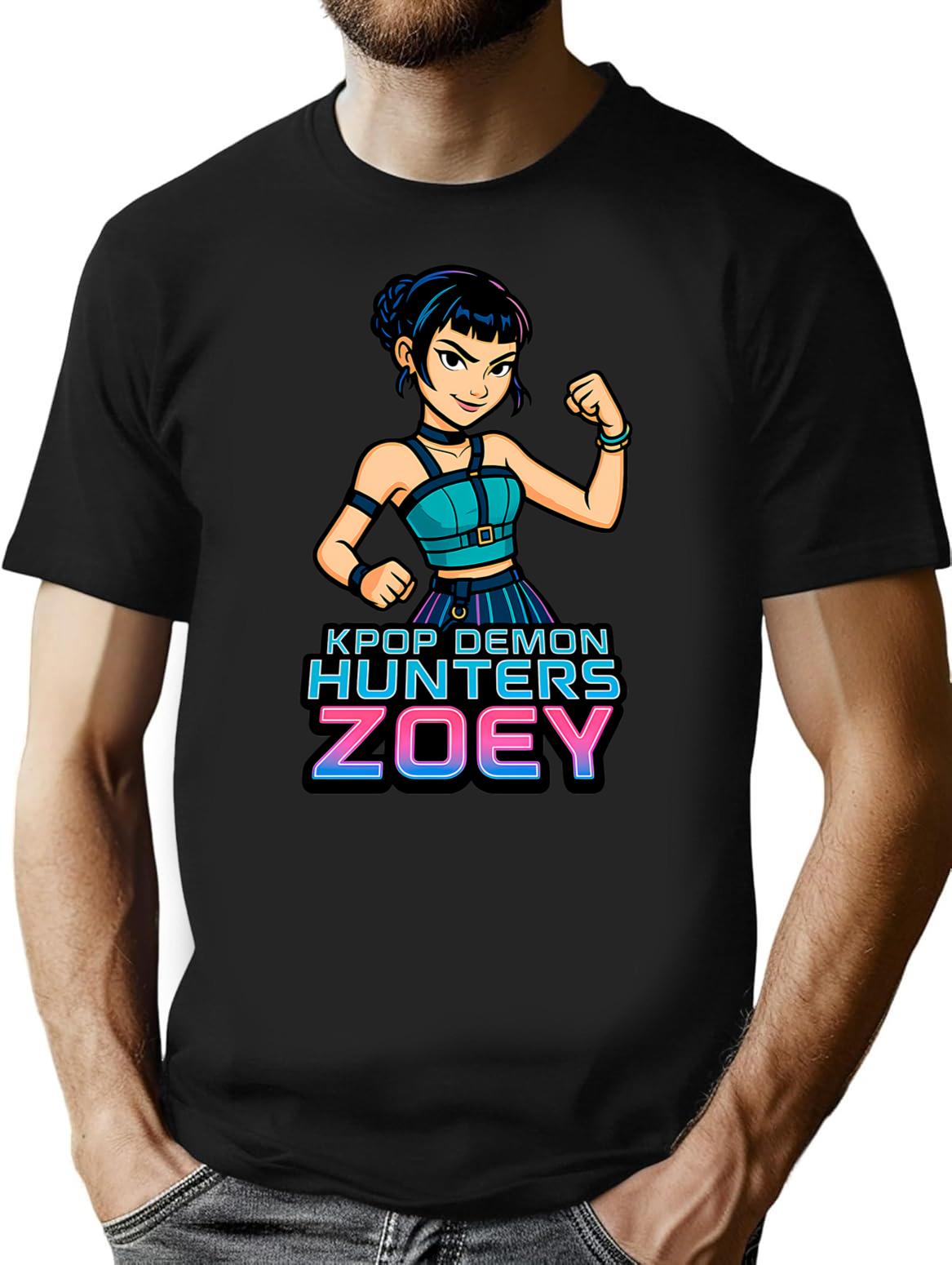 K-Pop Demon Hunters Art Zoey- 7 T-Shirt for Men & Women, T-Shirts Graphic Tee - Black
