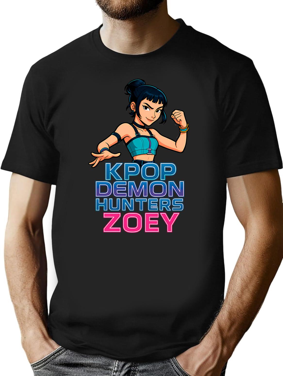 K-Pop Demon Hunters Art Zoey- 8 T-Shirt for Men & Women, T-Shirts Graphic Tee - Black
