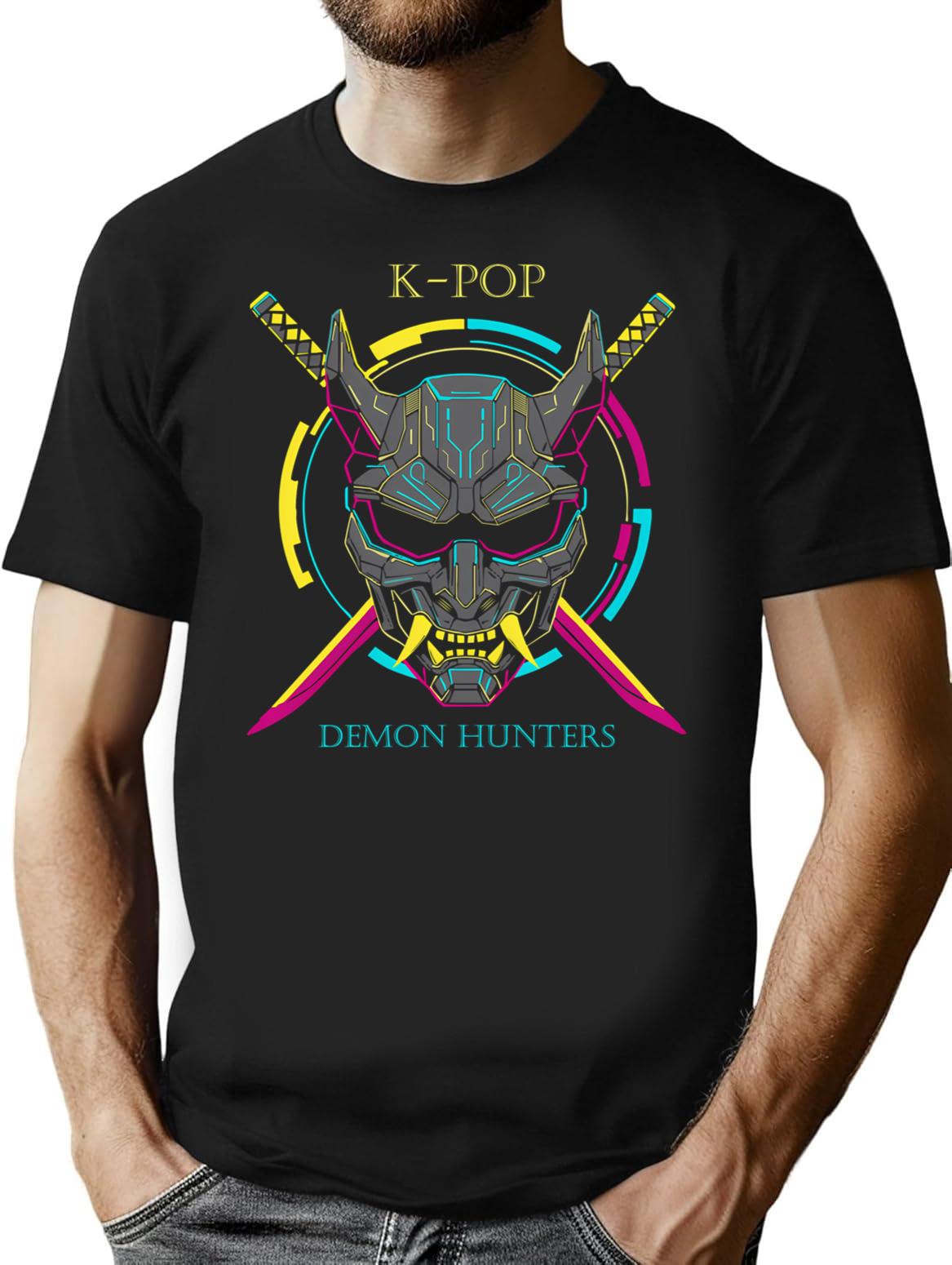 K-Pop Demon Hunters Cyber-Unit Combat Digital Demons T-Shirt for Men & Women, T-Shirts Graphic Tee - Black
