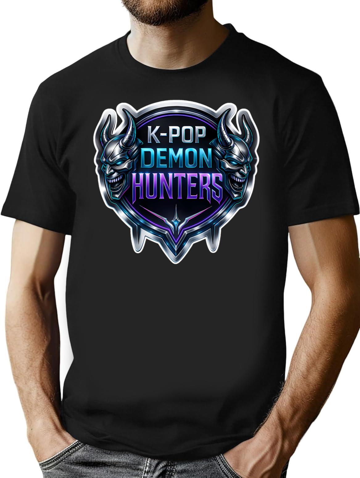 K-Pop Demon Hunters Premium Chrome Anime Sticker For Alt Legends T-Shirt for Men & Women, T-Shirts Graphic Tee - Black