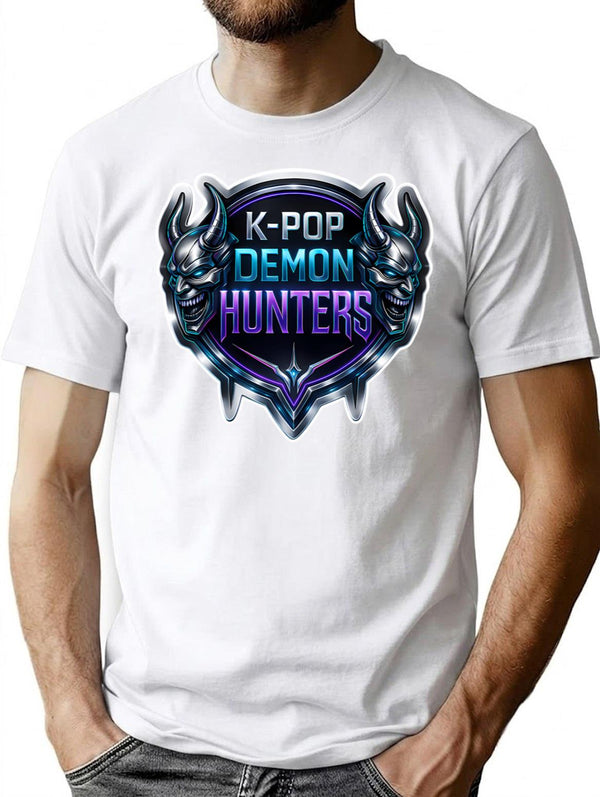 K-Pop Demon Hunters Premium Chrome Anime Sticker For Alt Legends T-Shirt for Men & Women, T-Shirts Graphic Tee - White