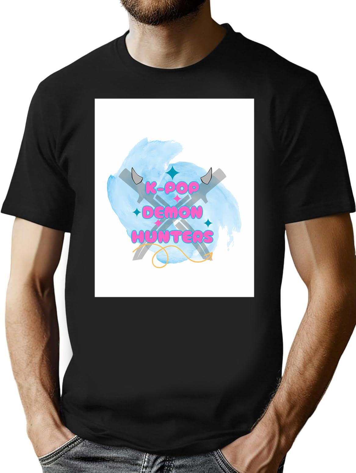 K-Pop Demon Hunters Sticker Art T-Shirt for Men & Women, T-Shirts Graphic Tee - Black