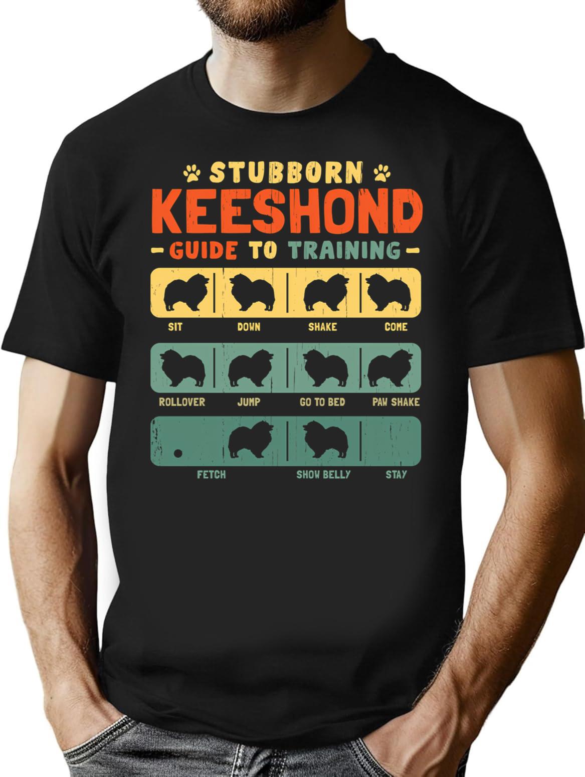 Keeshond Funny Guide To Traning T-Shirt - Sarcastic Humor Graphic Tee - Black