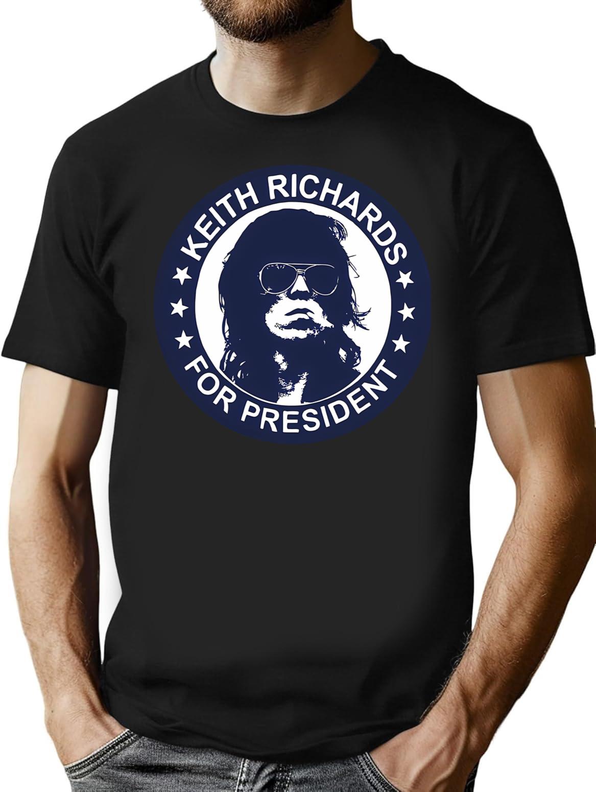 Kei.th Richar.ds For President Music Band - Classic Hackney Diamonds Tour T-Shirt - Black