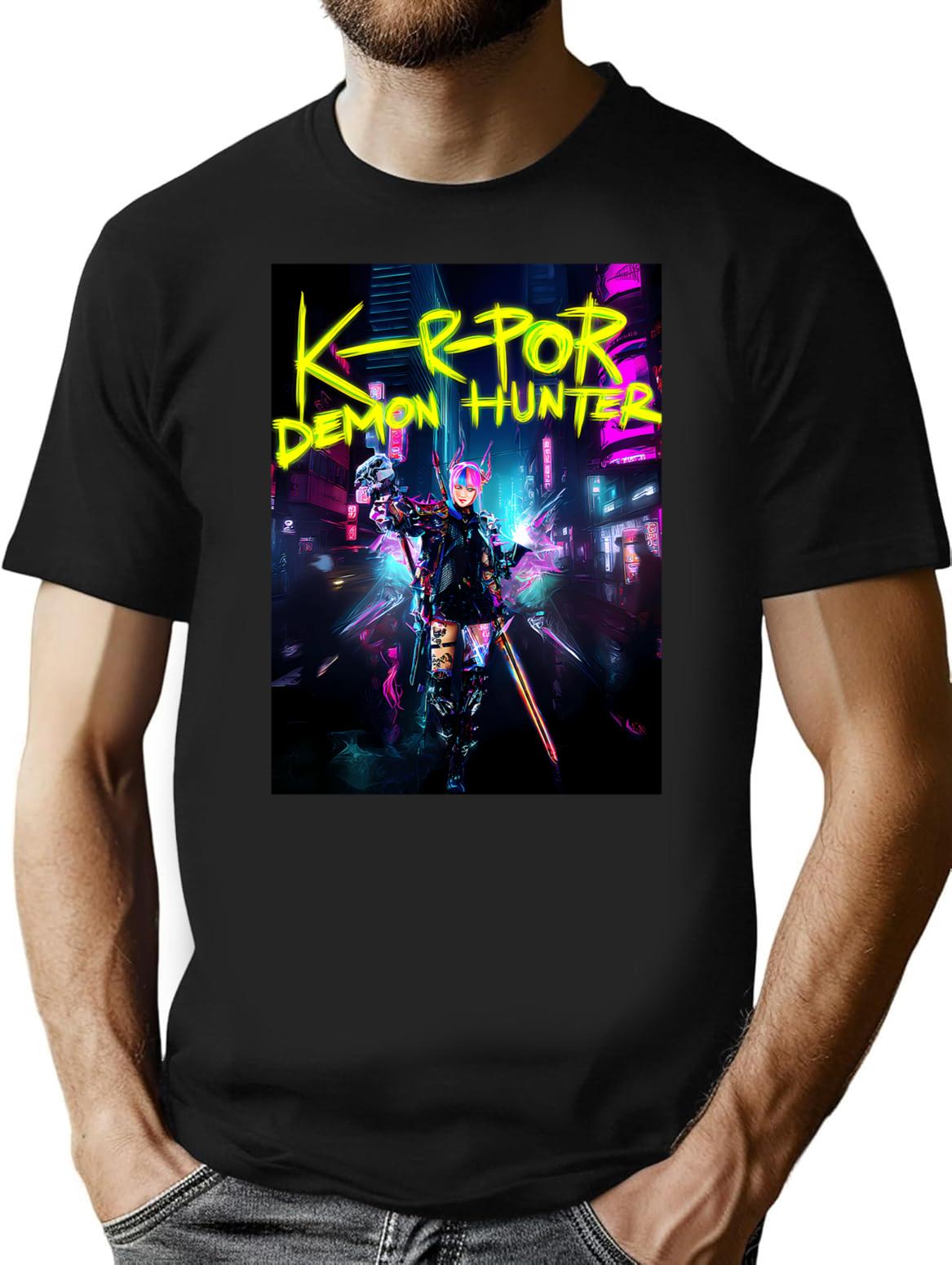 Kpop Demon Hunters Classic T-Shirt for Men & Women, T-Shirts Graphic Tee - Black