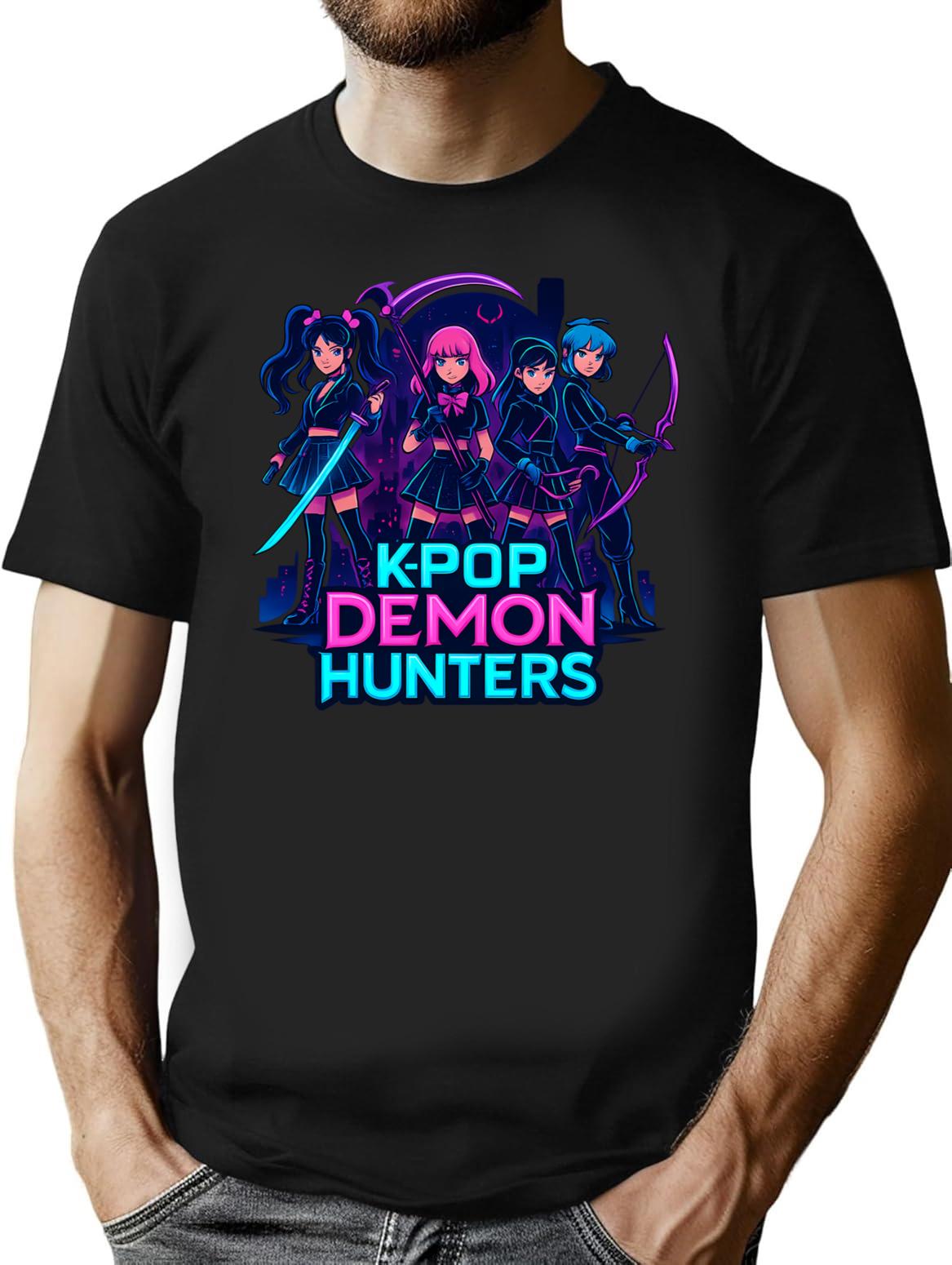 Kpop Demon Huntersk-Pop Demon Hunters Supernatural Idol Warriors Art Print - Unique K-Pop T-Shirt for Men & Women, T-Shirts Graphic Tee - Black