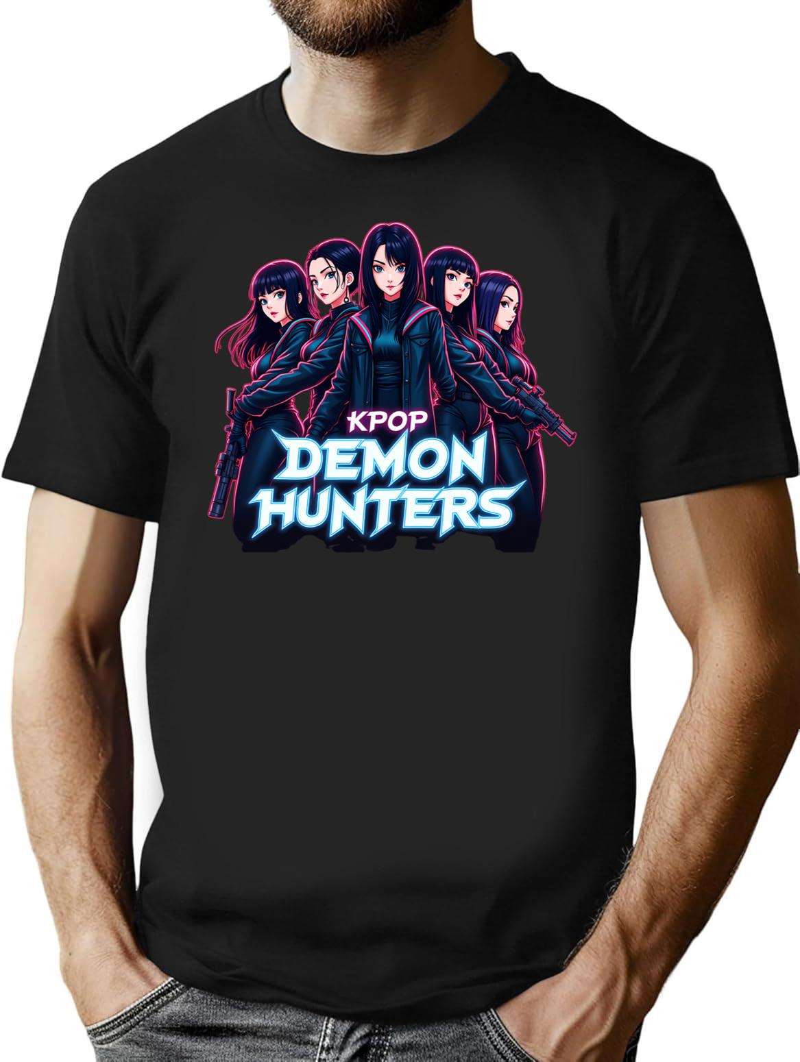 Kpop Demon Huntersk-Pop Demon Hunters Supernatural Idol Warriors T-Shirt for Men & Women, T-Shirts Graphic Tee - Black