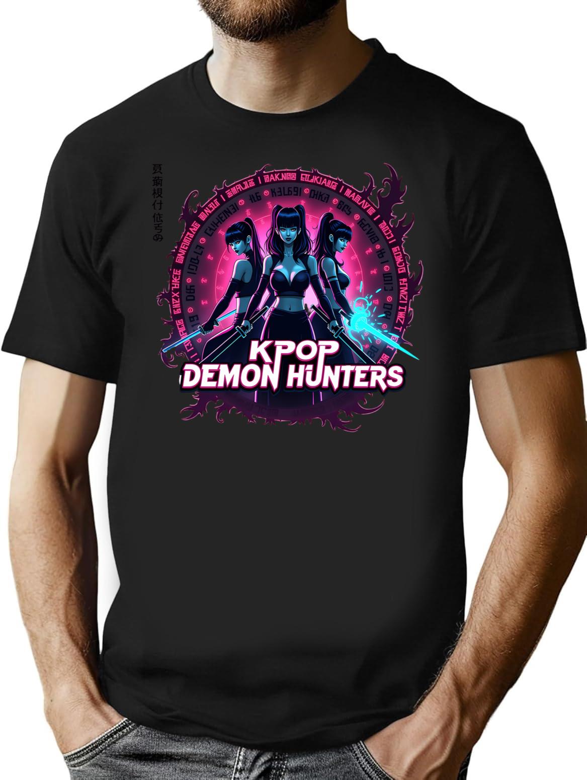 Kpop Demon Huntersk-Pop Demon Hunters Supernatural T-Shirt for Men & Women, T-Shirts Graphic Tee - Black