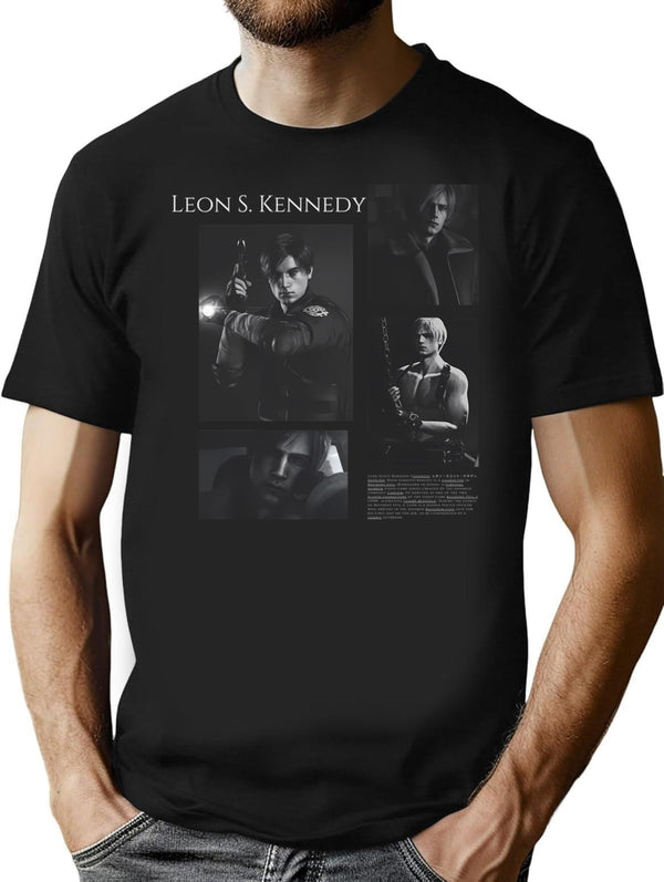Leon Kennedy Resident Evil Vintage T-Shirt for Men & Women, T-Shirts Graphic Tee - Black