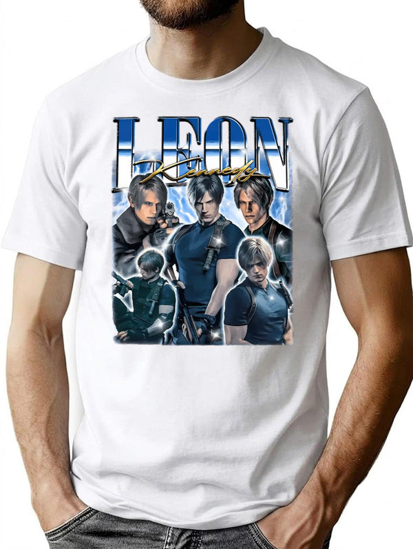 Leon Scott Kennedy Bootleg Vintage T-Shirt for Men & Women, T-Shirts Graphic Tee - White