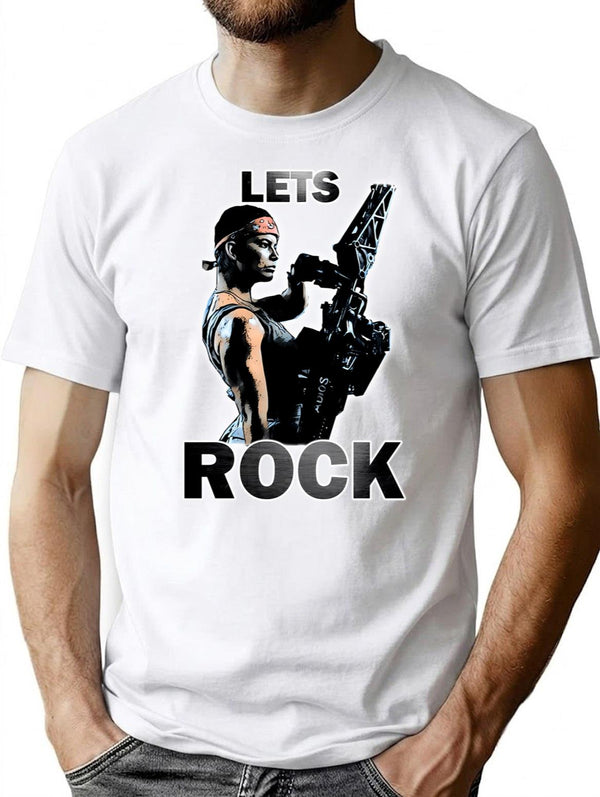 Lets Rock T-Shirt for Men & Women, T-Shirts Graphic Tee - White