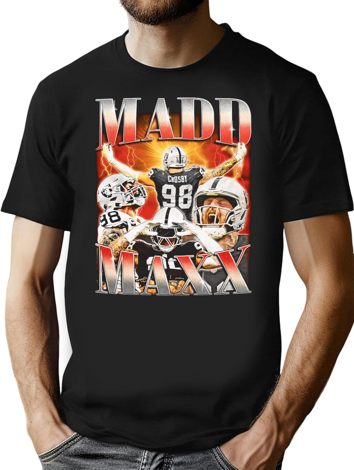 Madd Maxx Football Vintage Retro Bootleg 90S Style Bootleg Graphic T-Shirt - Black