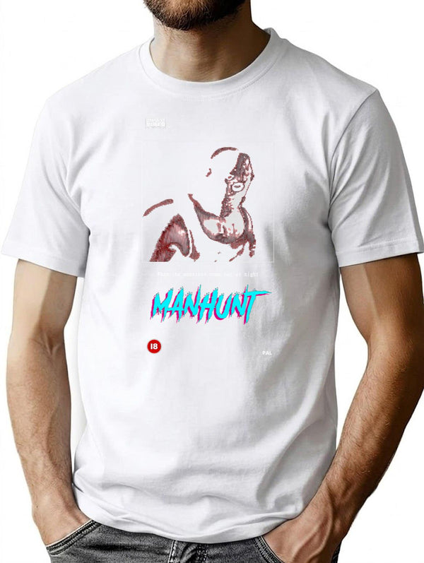 Manhunt Vhs Movie Cover T-Shirt for Men & Women, T-Shirts Graphic Tee - White