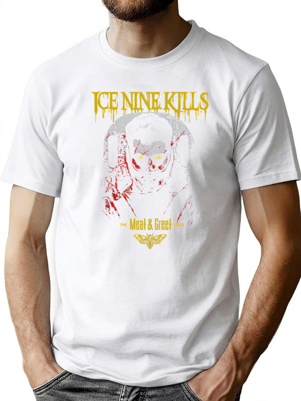 Meat Greet Tour New Band T-Shirt for Men & Women, T-Shirts Graphic Tee - White