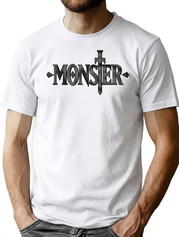 Monster Logo T-Shirt for Men & Women, T-Shirts Graphic Tee - White