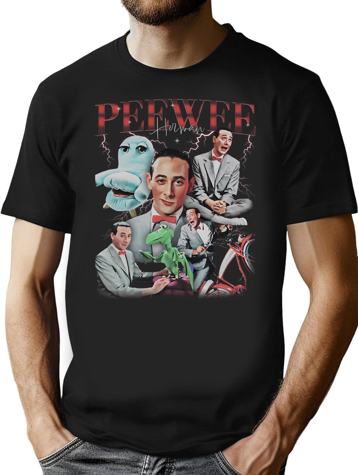 Peewee Herman Collage Bootleg Graphic T-Shirt - Black