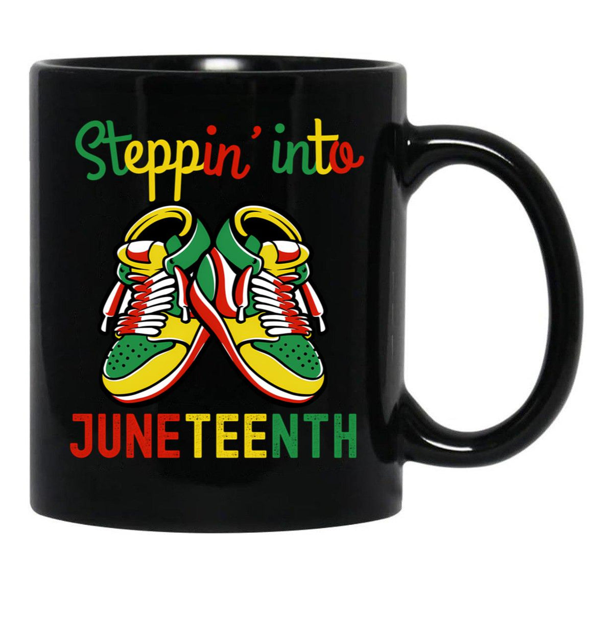 Steppin' Into Juneteenth Black Coffee Mug - Black