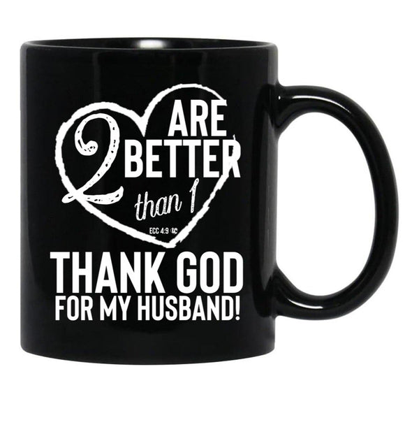 Thank God For My Husband Valentines Black Gift Coffee Mug - Black