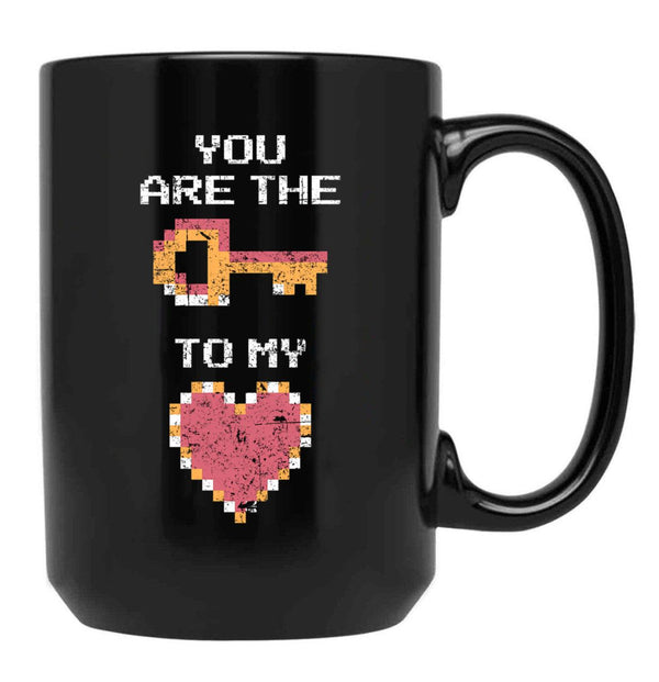 The Key To My Heart Black Gift Coffee Mug - Black