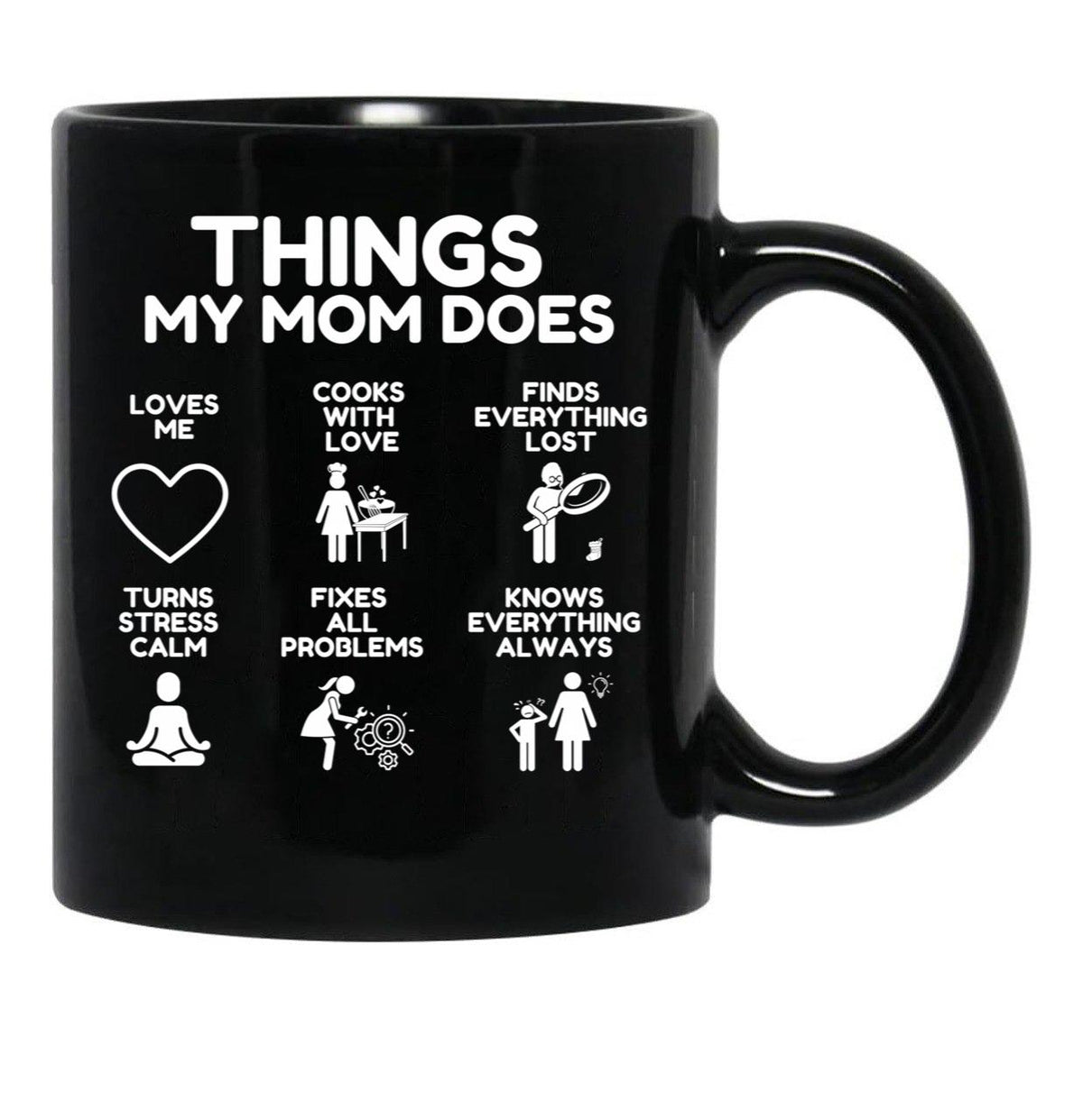 Things My Mom Does - Heartworming Mother Gift Idea Black Gift Coffee Mug - Black