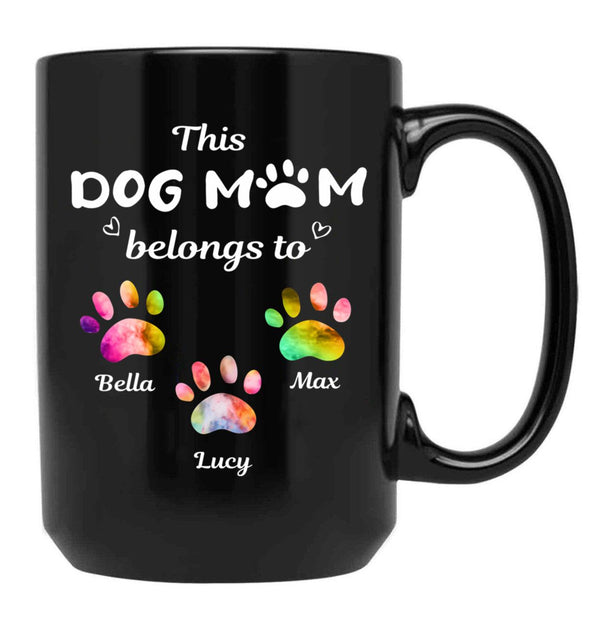 This Dog Mom Belongs To Floral Paw Dog Lovers Custom Mug Gift Black Gift Coffee Mug - Black