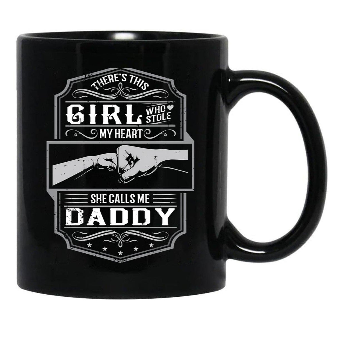 This Girl Stole My Heart She Calls Me Daddy Black Gift Coffee Mug - Black