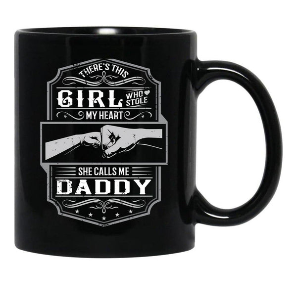 This Girl Stole My Heart She Calls Me Daddy Black Gift Coffee Mug - Black