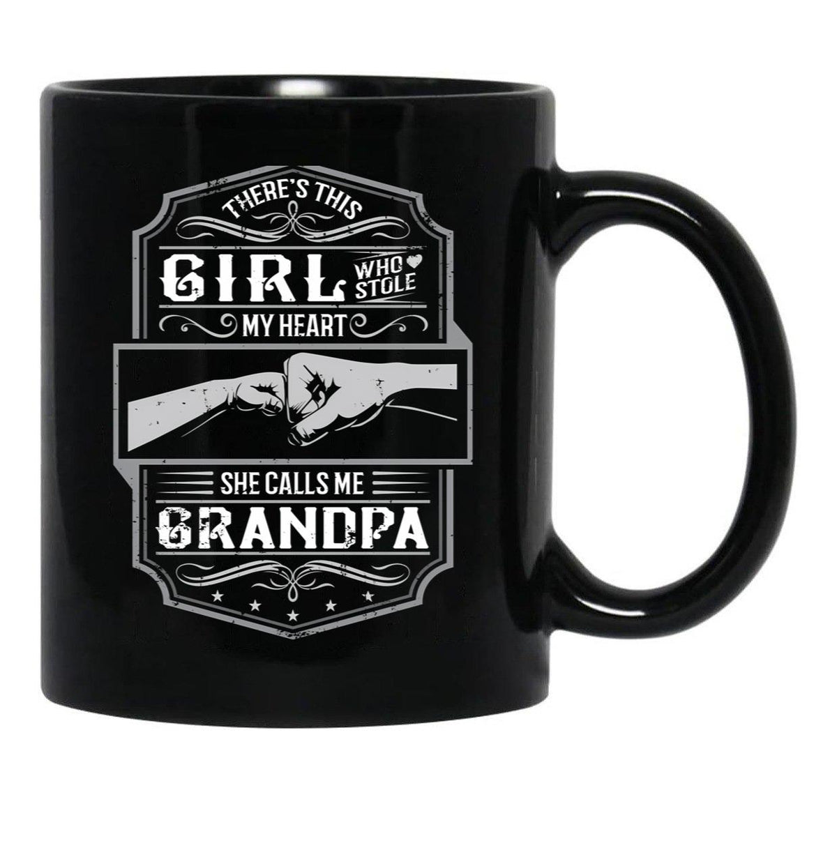 This Girl Stole My Heart She Calls Me Grandpa Black Gift Coffee Mug - Black