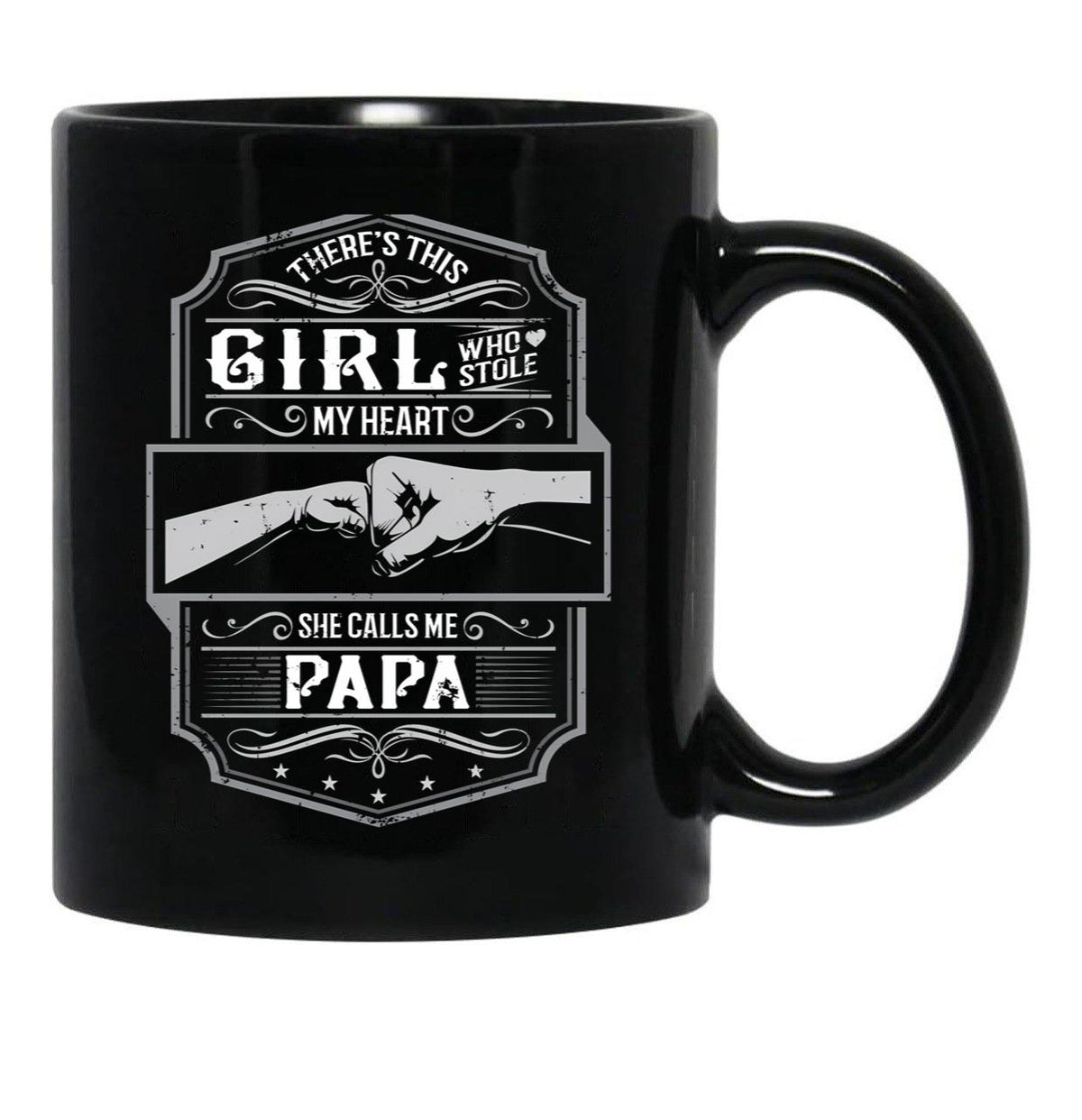 This Girl Stole My Heart She Calls Me Papa Black Gift Coffee Mug - Black