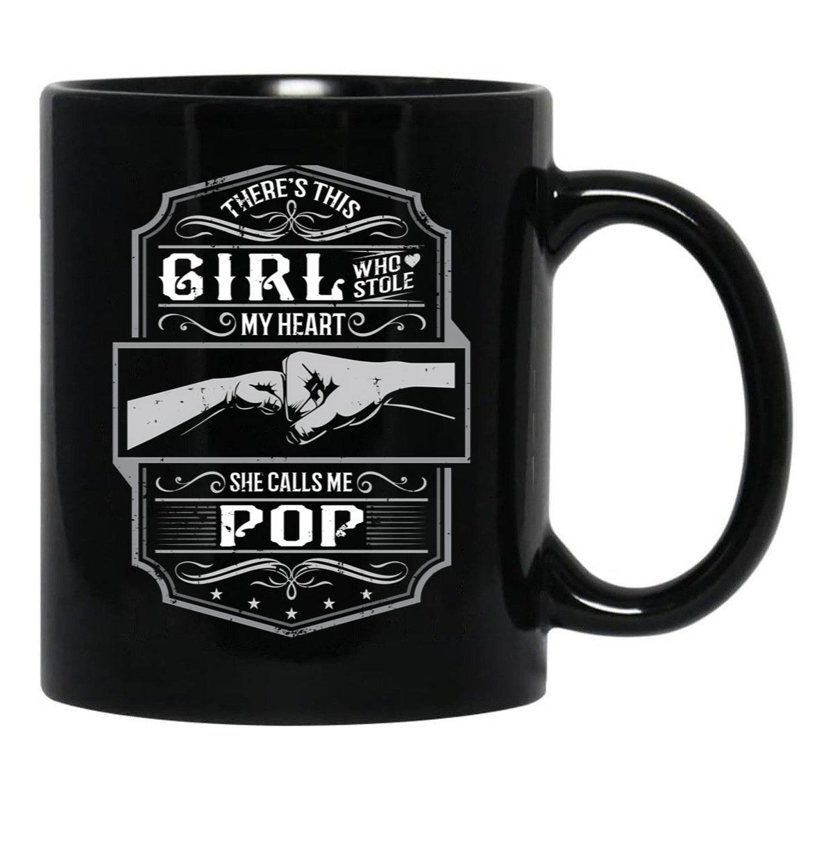 This Girl Stole My Heart She Calls Me Pop Black Gift Coffee Mug - Black