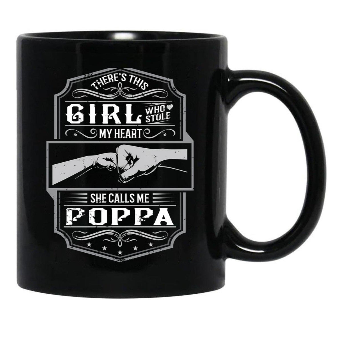 This Girl Stole My Heart She Calls Me Poppa Black Gift Coffee Mug - Black